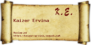 Kaizer Ervina névjegykártya